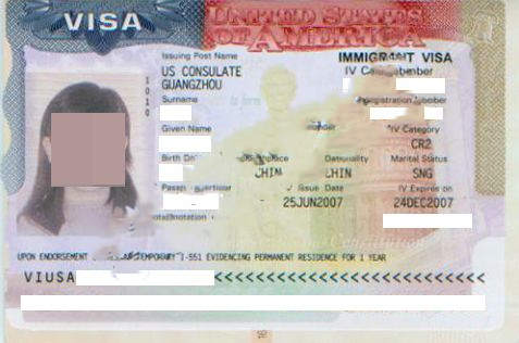 袁小姐的Cr2签证样本 袁小姐的Cr2签证样本