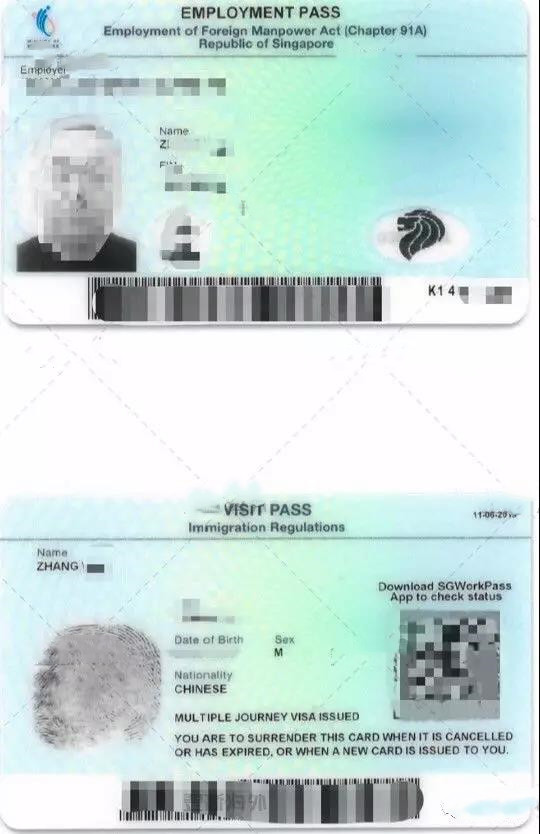 科领出国客户新加坡EP身份卡 科领出国客户新加坡EP身份卡