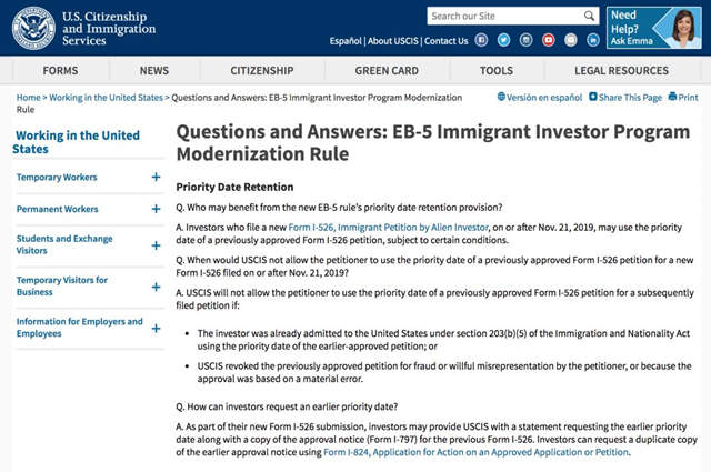 解读美国移民局颁布的EB-5新法规实施细则