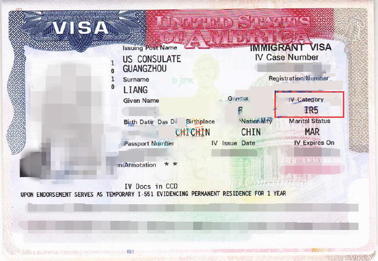IR5签证样本